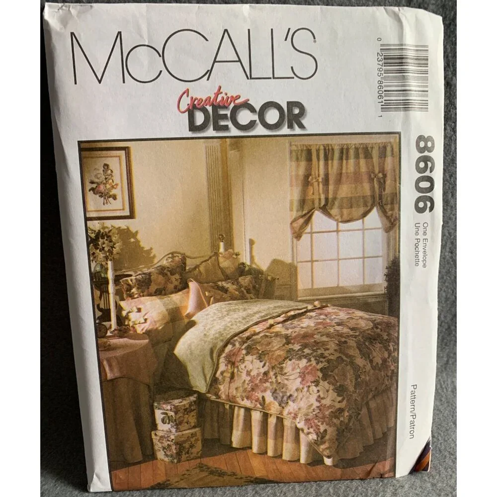 McCall's Bedroom Essentials Curtains Pillow Shams Bedspread Sewing Pattern 8606